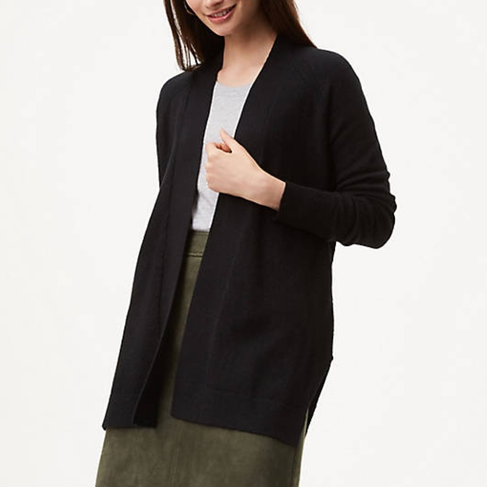 LOFT Seamed Belted Long Cardigan